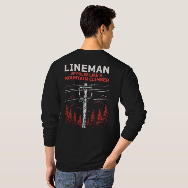 Camiseta Humor de Lineman: Los polacos como un alpinista (Reverso completo)