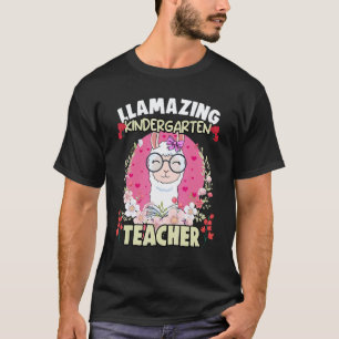 Camiseta Humor de Llama Floral Para Maestra de Jardín de Ni