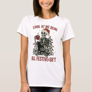 Camiseta Humor de Navidades de Skeleton festivo