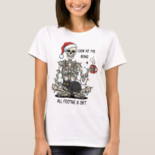Camiseta Humor de Navidades de Skeleton festivo