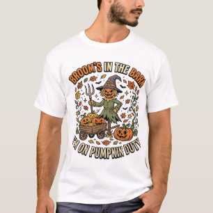 Camiseta Humor de Parche de Calabaza de Bruja de Halloween