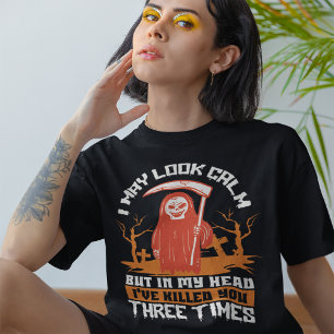 Camiseta Humor de Paro Grim Reaper Cita de Halloween Camise