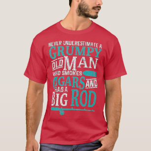 Camiseta Humor de pesca divertida de viejo humeante cigarri