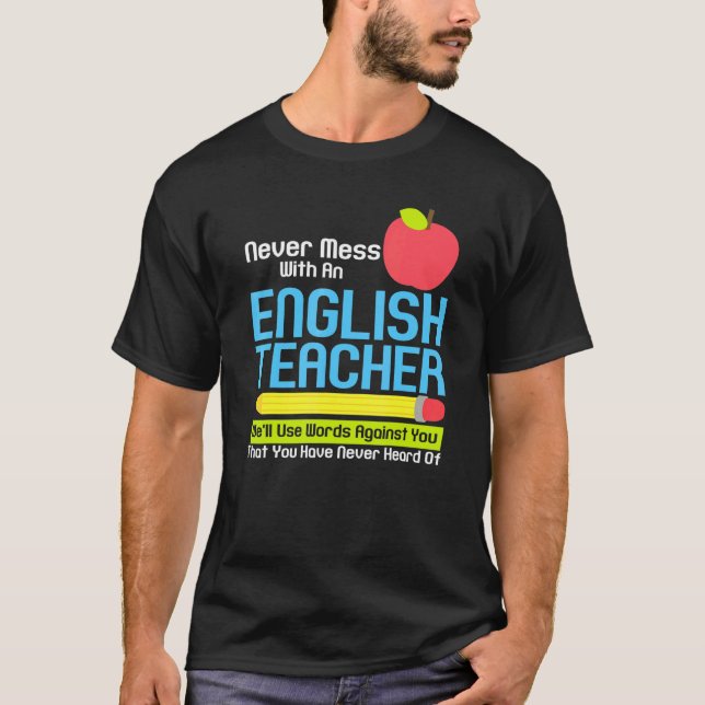 Camiseta Humor de profesor inglés leyendo libros vocabulari (Anverso)