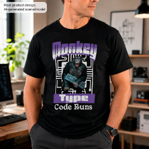 Camiseta Humor de Programador con Mono Escribiendo Código