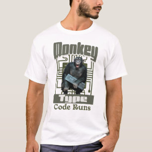 Camiseta Humor de Programador con Mono Escribiendo Código