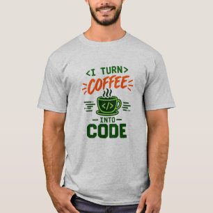Camiseta Humor de programador de TI, convierto café en códi