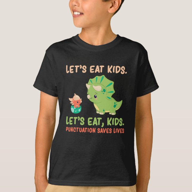 Camiseta Humor de puntuación gramática inglesa Trex Dinosau (Anverso)