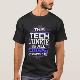 Camiseta Humor de rescate de gatos friki divertido para ama