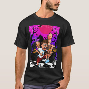 Camiseta Humor de terror de ajedrez de Halloween en un esti