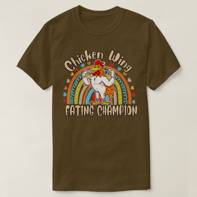 Camiseta Humor divertido de campeón de alimentación de ala  (Diseño del anverso)