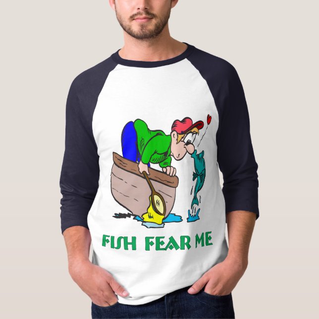 Camiseta Humor divertido de pesca de buques de pesca miedo  (Anverso)
