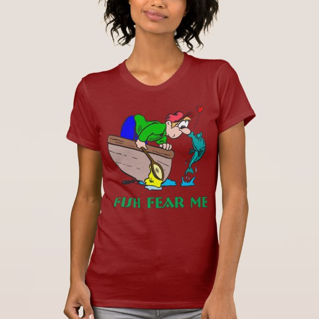 Camiseta Humor divertido de pesca de buques de pesca miedo  (Anverso)