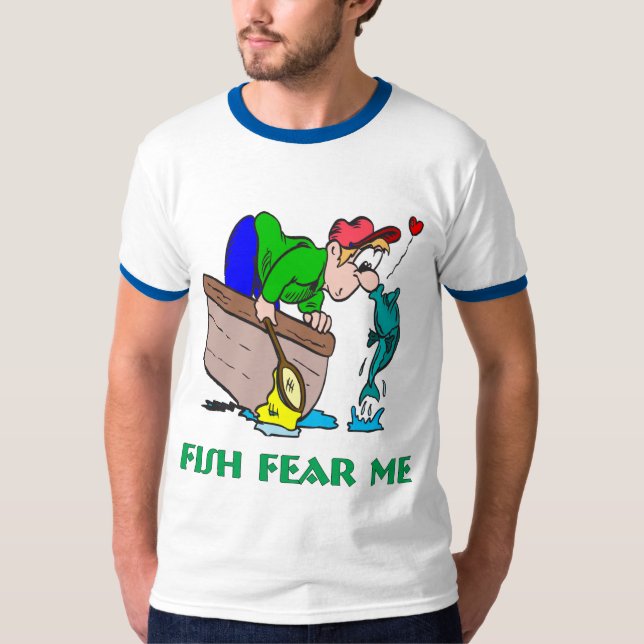 Camiseta Humor divertido de pesca de buques de pesca miedo  (Anverso)