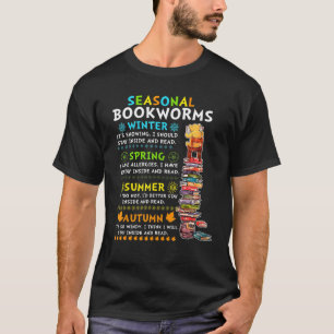 Camiseta Humor estacional de gusanos de biblioteca leyendo 