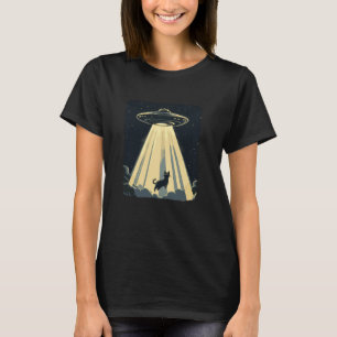 Camiseta Humor interestelar con divertido OVNI y gato