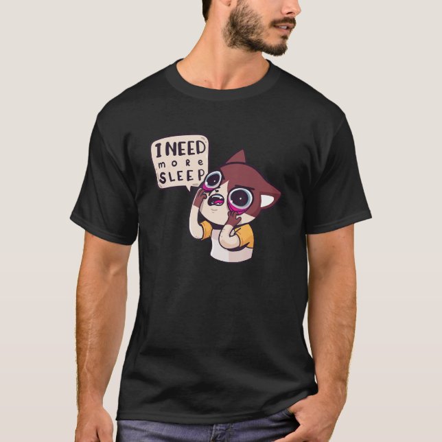 Camiseta Humor Meme De Gato Para Adultos Que Necesito Dormi (Anverso)