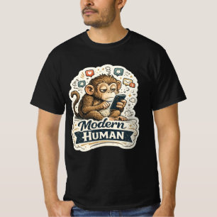 Camiseta Humor Monstruo Humano Mono Teléfono Inteligente Re