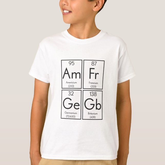 Camiseta Humor periódico de tabla de elementos británicos (Anverso)