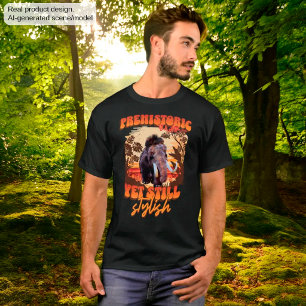 Camiseta Humor Retro de Mamut Prehistórico y con Estilo