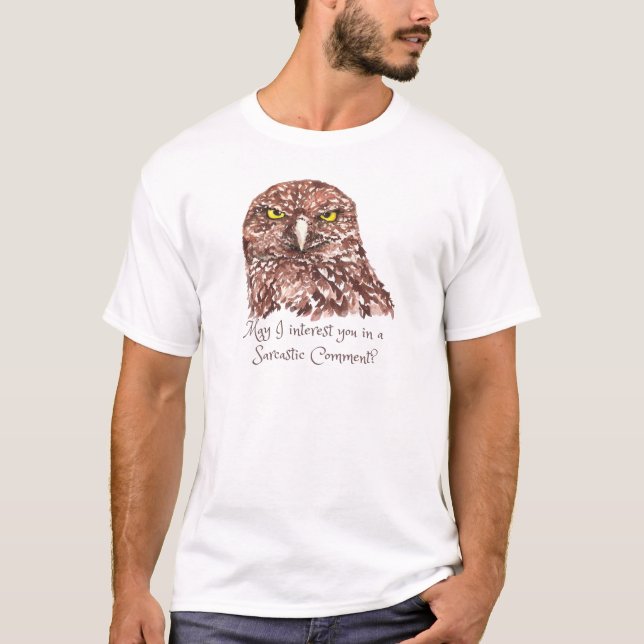 Camiseta Humor sarcástico Cita Lechuza Grumpy Acuarela (Anverso)