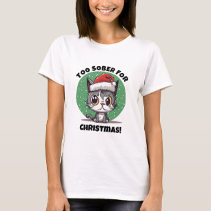 Camiseta Humor sobrio para gatos de navidad, Navidades de s