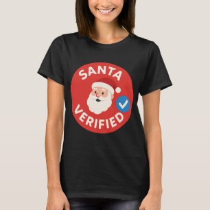 Camiseta Humor Social de Navidad Moderno Verificado por San