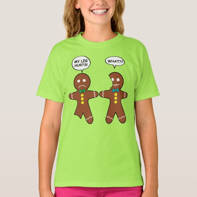 Camiseta Humor verde Navidad de galletas de pan de jengibre (Anverso)