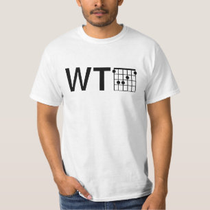 Camiseta Humor WTF con acorde de guitarra F