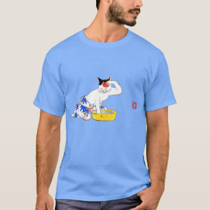 Camiseta Humorístico baño japonés de gato