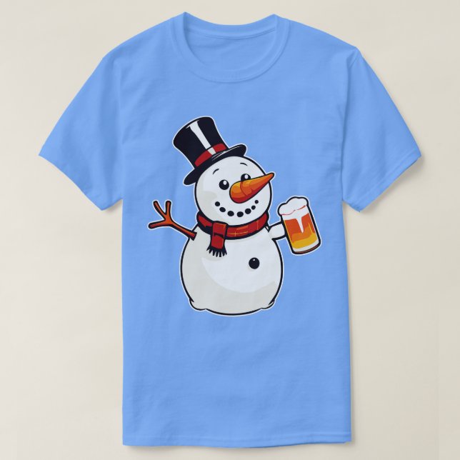 Camiseta Humorístico diseño de Fiesta de cerveza Snowman pa (Diseño del anverso)