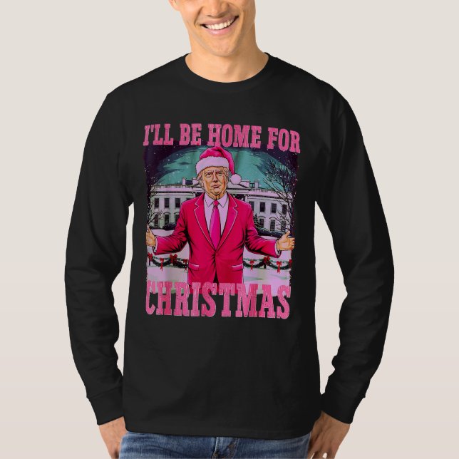 Camiseta Humorístico Trump Estaré en casa para Navidades (Anverso)