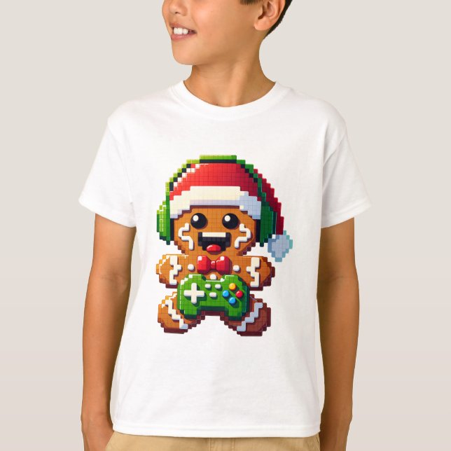 Camiseta Humorous Christmas Gamer Gingerbread Holiday Gift  (Anverso)