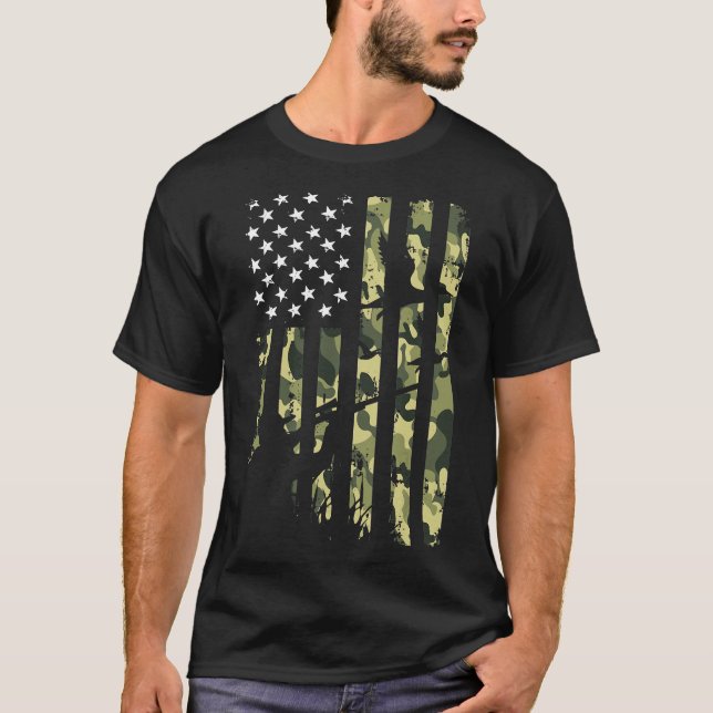 Camiseta Hun de pato con bandera norteamericana de bandera  (Anverso)
