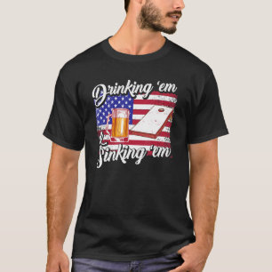 Camiseta Hundimiento de Cornhole y bebida Bandera De Cervez