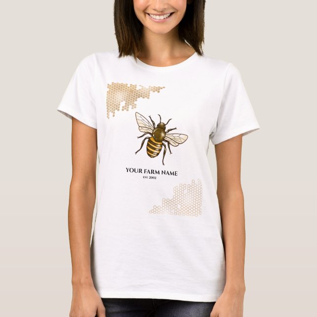 Camiseta Húneycomb Bee Farm Beekeeper Apiarist Honeybees Bu (Anverso)