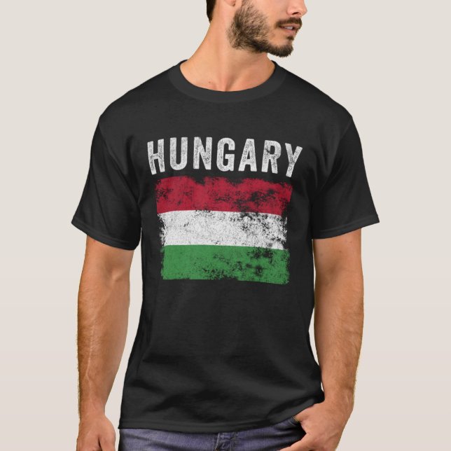 Camiseta Hungary Flag Distressed  Men Women Kids  Hungarian (Anverso)