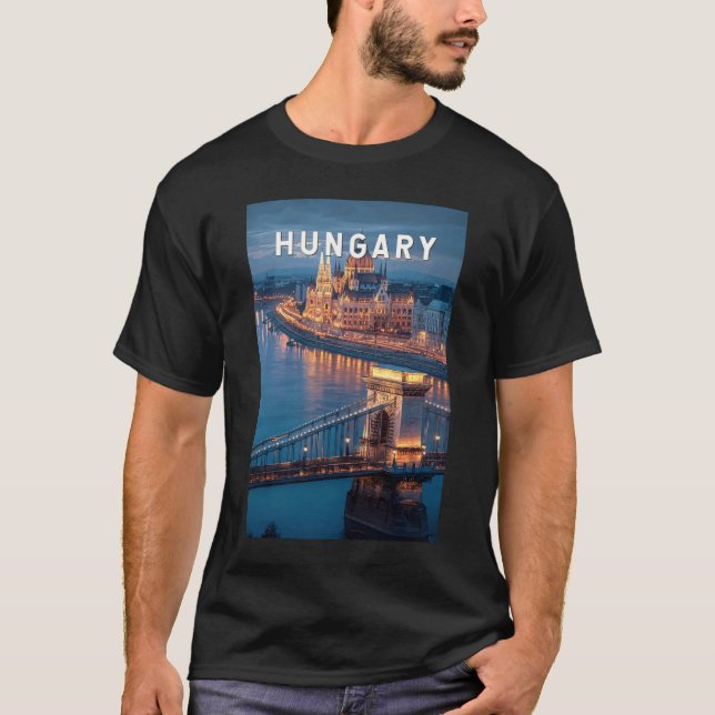 Camiseta Hungary Illustration Travel Art Vintage (Anverso)