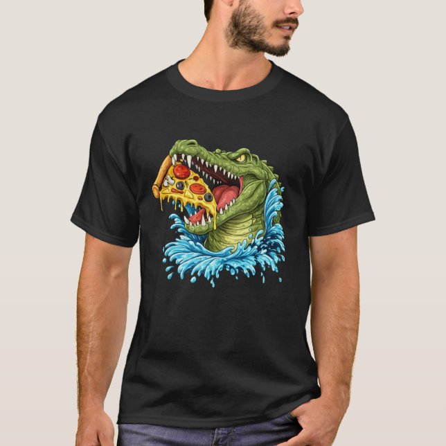Camiseta Hungry Alligator Pizza Lover Gift - Funny Reptile  (Anverso)