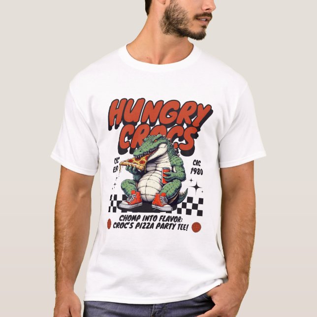 Camiseta Hungry Crocodile (pizza) (Anverso)