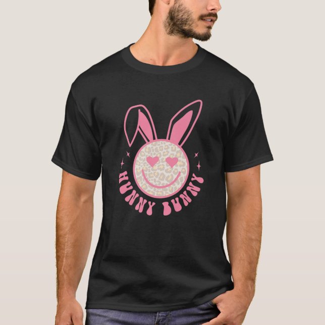 Camiseta Hunny Bunny Smile Leopard Bunny Face Icono sonrien (Anverso)