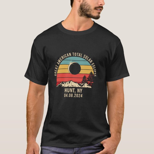 Camiseta Hunt NY New York Eclipse Solar Total 2024 Long Sle (Anverso)
