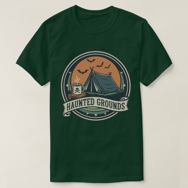 Camiseta Hunted Grounds Spooky Camping Coffee Design (Diseño del anverso)