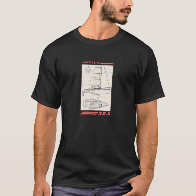 Camiseta Hunter 23 5 Plano de línea de velero (Anverso)