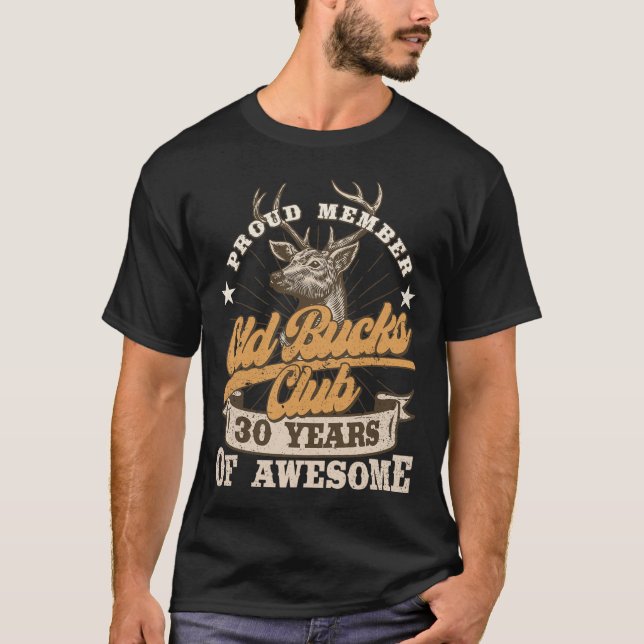 Camiseta Hunter 30th Birthday Old Bucks Club Hombres 30 Año (Anverso)