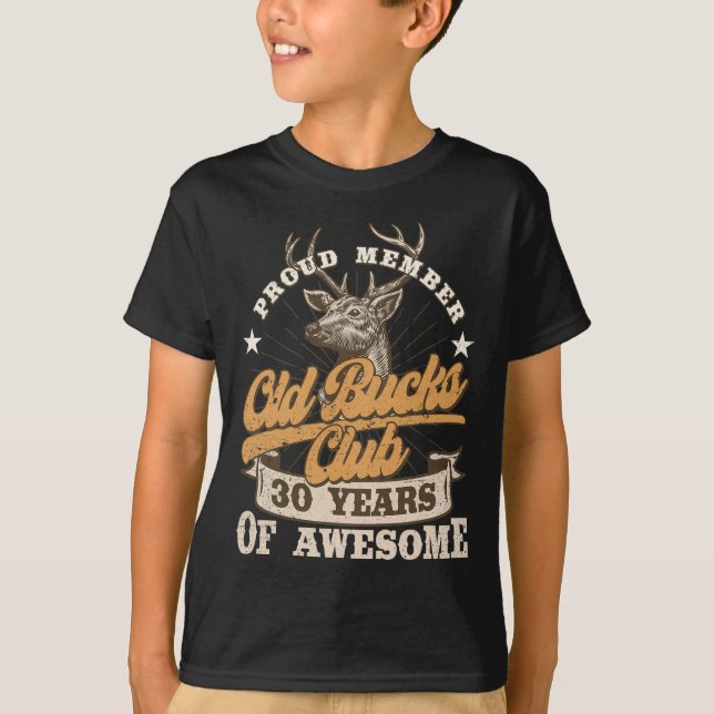 Camiseta Hunter 30th Birthday Old Bucks Club Hombres 30 Año (Anverso)