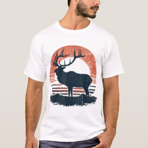 Camiseta Hunter Elk Hunting Dad Dad Dad Sunset Mens
