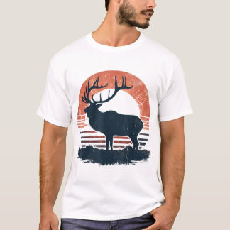 Camiseta Hunter Elk Hunting Dad Dad Dad Sunset Mens