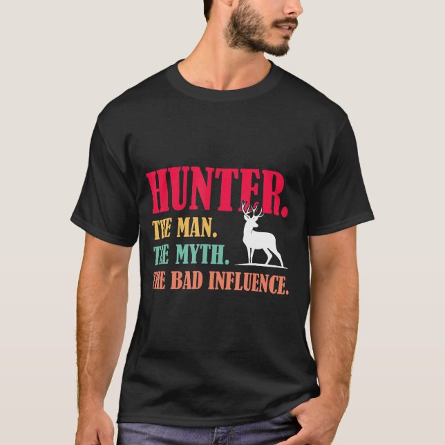 Camiseta Hunter La Mala Influencia Cazando Cazadores Guay (Anverso)
