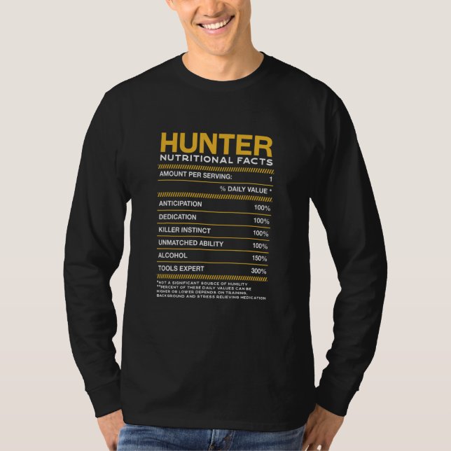 Camiseta Hunter Nutrition Hacts Hunt Hunt Humor Professi (Anverso)